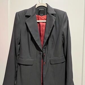 Charter Club Women's Dark Gray Blazer with Red Lining